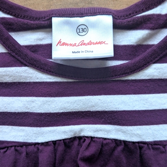Hanna Andersson Purple Stripe Dress With Pockets - Size 130/8 - Picture 3 of 5